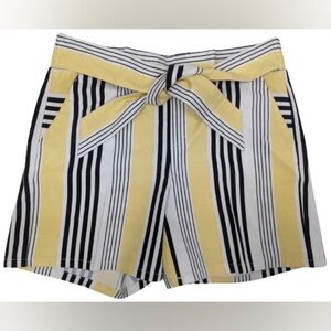 INC International Concept women's linen blend striped belted shorts size XS